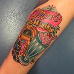 Diner tattoo by Sarah K #SarahK #neotraditional #diner #american #jukebox #milkshake #colorful #girly