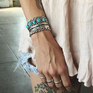 Turquoise and silver bracelets via instagram meg_girard #meggirard #jewelry #metalsmith #jeweler #southwestern #GIRLBOSS