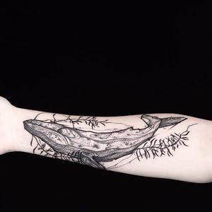 Whale tattoo by Matteo Gallo #MatteoGallo #trashstyle #graphic #blackwork #sketch #abstract #whale