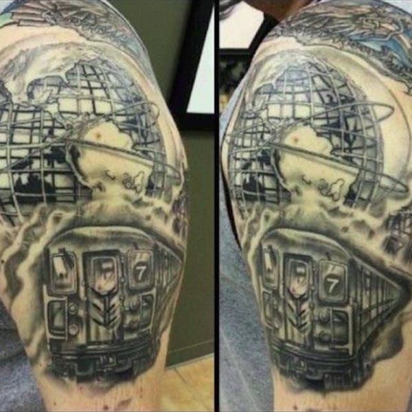 Tattoo uploaded by Servo Jefferson  7 train and that globe from Men in  Black mtatattoo subwaytattoo nycsubwaytattoo newyorkcitysubwaytattoo   Tattoodo