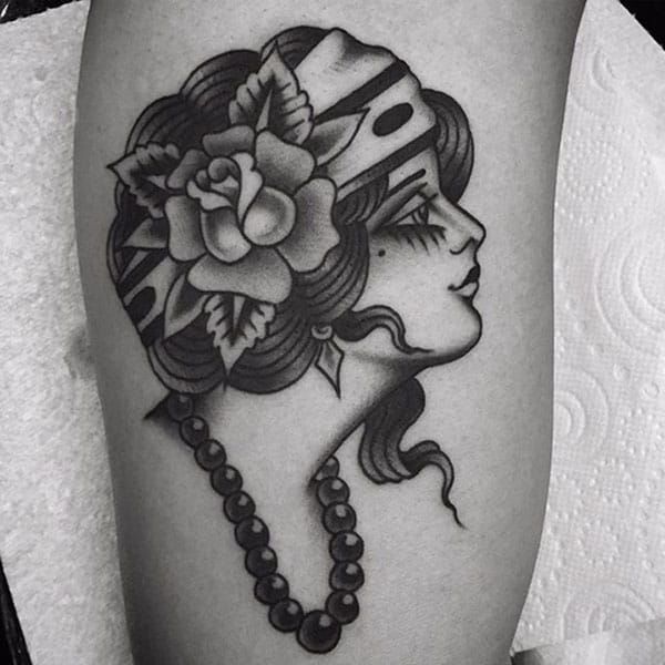 Simon Gyllström on Instagram Thanks a lot Erika ladyheadtattoo l  Traditional  tattoo inspiration Traditional tattoo portrait Traditional tattoo woman  face