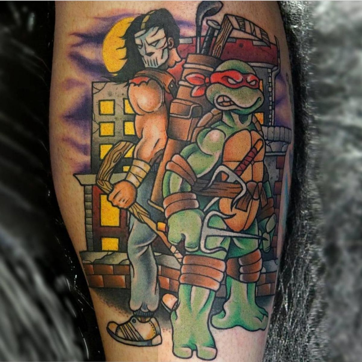 Child's drawing Teenage Mutant Ninja Turtles tattoo on