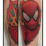 Spiderman portrait tattoo by David Tevenal. #Spiderman #marvel #comic #superhero #movie #film