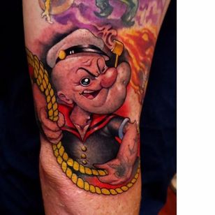 Tatuaje de Popeye por Steven Compton #StevenCompton #newschool #popeye