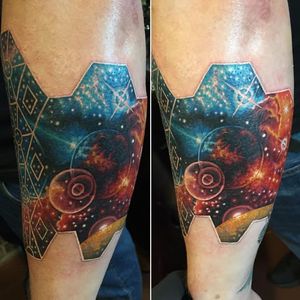Realistic space tattoo by Nick Friederich via Instagram #NickFriederich #space #galaxy #stars #solarsystem
