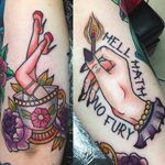 Cute neo traditional tattoos by Maddison Magick #MaddisonMagick #teacup #legs #hand #hellhathnofury