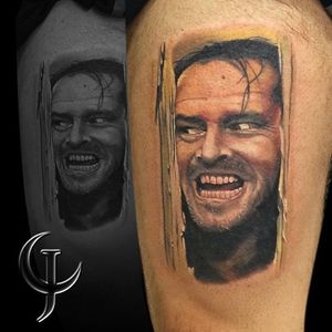 Jack Nicholson Tattoo by Chad Jacob #JackNicholson #Portrait #ColorPortrait #PortraitTattoos #ColorRealism #ChadJacob #JackNicholson
