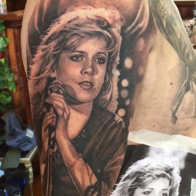 Dot Creative Group on Instagram Stevie Nicks  tattoo by goldyz 5h 20  min tatto stevienicks fleetwoodmac portraittattoo bestsinger  detailedtattoo