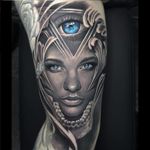 Fantastic tattoo by David Garcia #DavidGarcia #art #realistic #portrait #jaw #eye