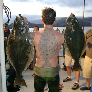 Two monster halibut and a monster halibut back tattoo #halibut #fish #flatfish