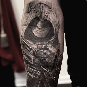 Altair Tattoo by @stefan_tattoos #assassinscreed #assassinscreedtattoo #assassinscreedtattoos #gamingtattoo #gamingink #gamaingtattoos #gamerink #gamertattoo #gametattoo #ubisoft #StefanTattoos