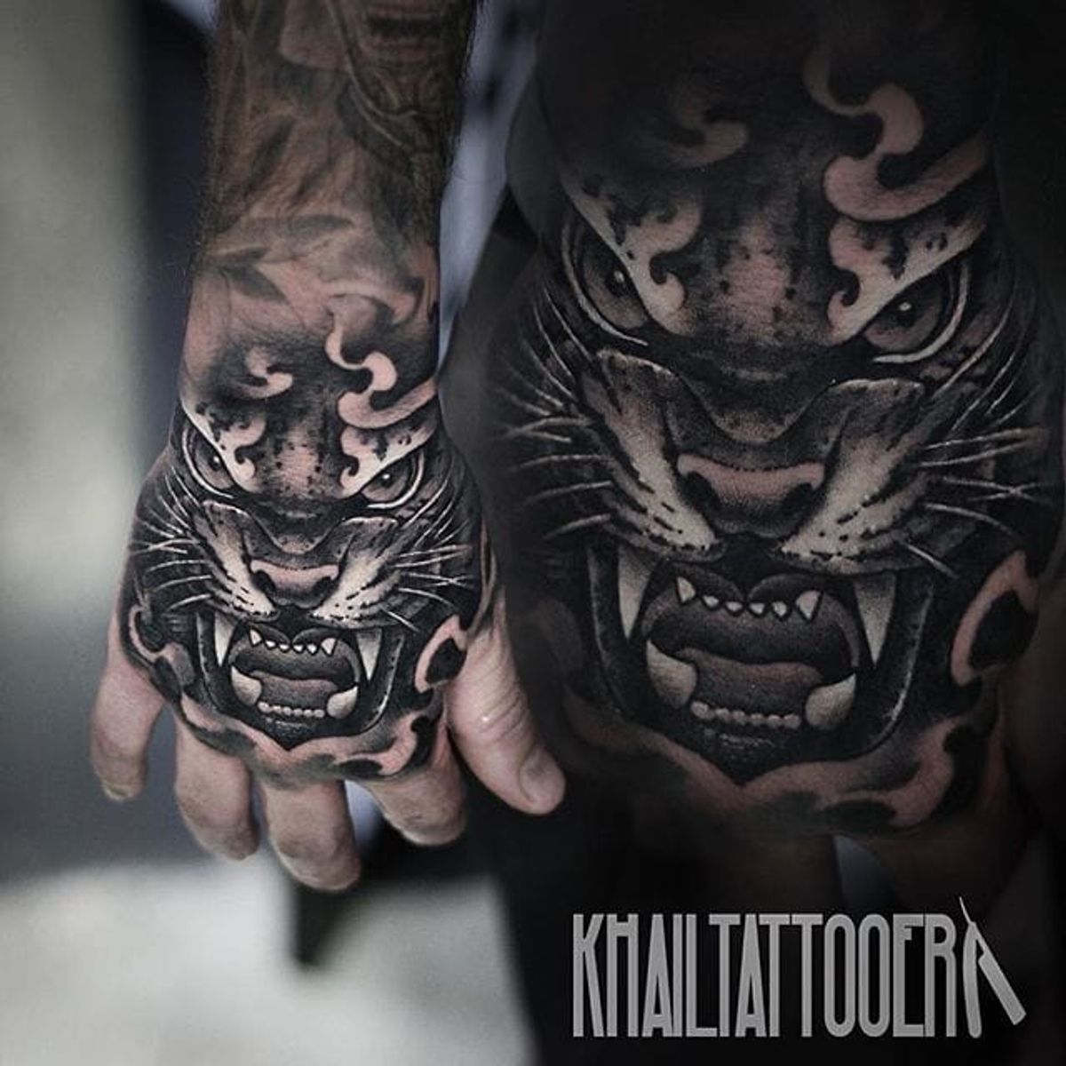 Tattoo uploaded by Stacie Mayer • Ferocious black and grey tiger hand tattoo. By Khail Aitken. #realism #KhailAitken #blackandgrey #animal #tiger • Tattoodo Tattoo uploaded by Stacie Mayer • Ferocious black and grey tiger hand tattoo. By Khail Aitken. #realism #KhailAitken #blackandgrey #animal #tiger • Tattoodo