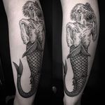 Blackwork sea hag tattoo by Sylvie le Sylvie. #SylvieLeSylvie #blackwork #pattern #mermaid #seahag #seawitch #monster