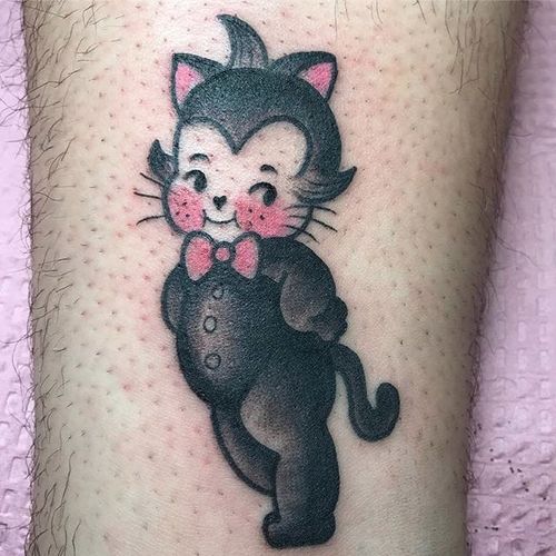 Cat Kewpie tattoo by Kelly McMurray. #cat #kewpie #cute #doll #baby #adorable