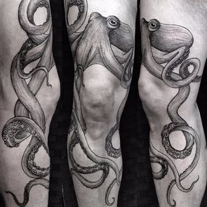 Octopus tattoo by LuCi #LuCi #engraving #blackwork #monochrome #monochromatic #octopus