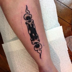 Burning a candle at both ends. Tattoo by James Ghrey. #traditional #newtraditional #JamesGhrey #candle
