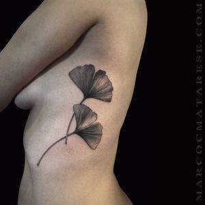 Engraving style ginkgo tattoo by Marco Matarese #ginkgo #leaf #MarcoMatarese #engraving