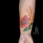 Cross-stitch tattoo by Juli Hamilton #JuliHamilton #crossstitch #flower #embroidery