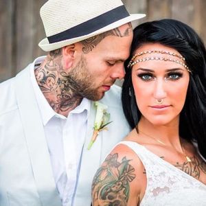 Tattooed groom and bride. Photo credit:  @foxxxxy_rae #Tattooedgroom #Tattooedbride #Wedding #Prenup #Photoshoot