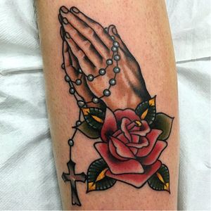 Religious piece by Fabio Onorini #FabioOnorini #traditional #prayinghands #rose #rosary