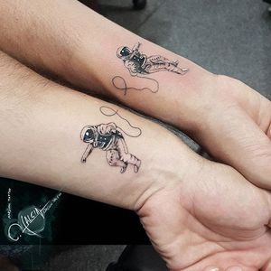 Astronaut tattoo by Orcun Yalcin. #couple #matching #astronaut #space