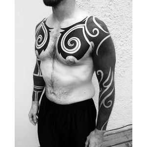 Tribal Tattoo by Jared Leathers #tribal #polynesian #blackwork #JaredLeathers