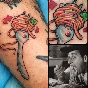 An Italian tattoo AND an instructional tool for pasta consumption