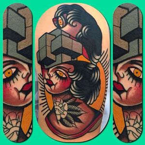 Cube lady tattoo by Francesco Garbuggino @fra_inkroll_tattoo #FrancescoGarbuggino #Neotraditional #Gypsy #Girls #Girl #Lady #cube