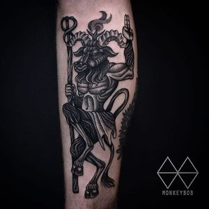 Baphomet Tattoo by Monkey Bob #baphomet #occult #darkart #occultart #goat #satanicgoat #MonkeyBob