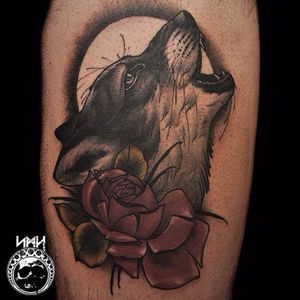Wolf tattoo by Scott M. Harrison #ScottMHarrison #neotraditional #nature #wolf #wolfhead