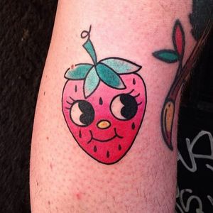 Kawaii strawberry tattoo by Numi #Numi #strawberry #berry #fruit #kawaii