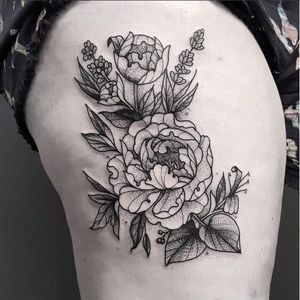 Sweet floral tattoo by Cutty Bage #CuttyBage #sketch #sketchstyle #blackwork #flower