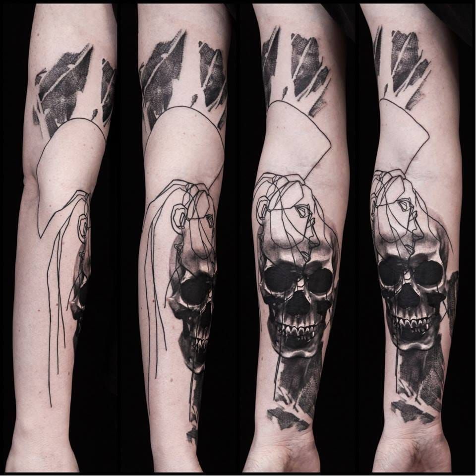 Abstract Dot Work Grunge Skull Tattoo Design Stock Vector  Illustration  of design geometric 90785529