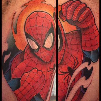 Tattoo uploaded by Rah Ink • Spider Man in my brother #draw #desenho  #comics #spiderman #marvel #hqtattoo #color • Tattoodo