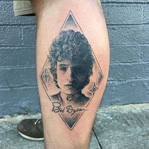 Bon Dylan Tattoo by Enoc De La Rocha #BobDylan #Musictattoos #Portrait #EnocDeLaRocha