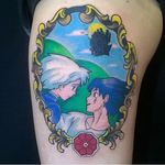 Howl and Sophie Tattoo by Isashah Pereira #howlsmovingcastle #howlsmovingcastletattoo #howlsmovingcastletattoos #studioghibli #studioghiblitattoo #anime #fantasytattoo #fantasytattoos #movie #animated #animatedtattoos #IsashahPereira