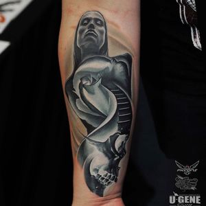 Cool skull morph tattoo by Evgeniy Goryachiy aka U-Gene #EvgeniyGoryachiy #UGene #realistic #skull #rose #skullmorph #rosemorph #xray