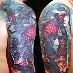 Awesome looking Hellboy tattoo by Tatyana Kashtan. #TatyanaKashtan #HELLBOY
