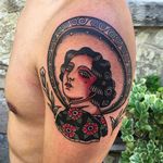Beautiful Traditional Woman Tattoo by Ivan Antonyshev #IvanAntonyshev #traditionalwoman #Traditional #Girl #Woman #Mainstaytattoo #Austin