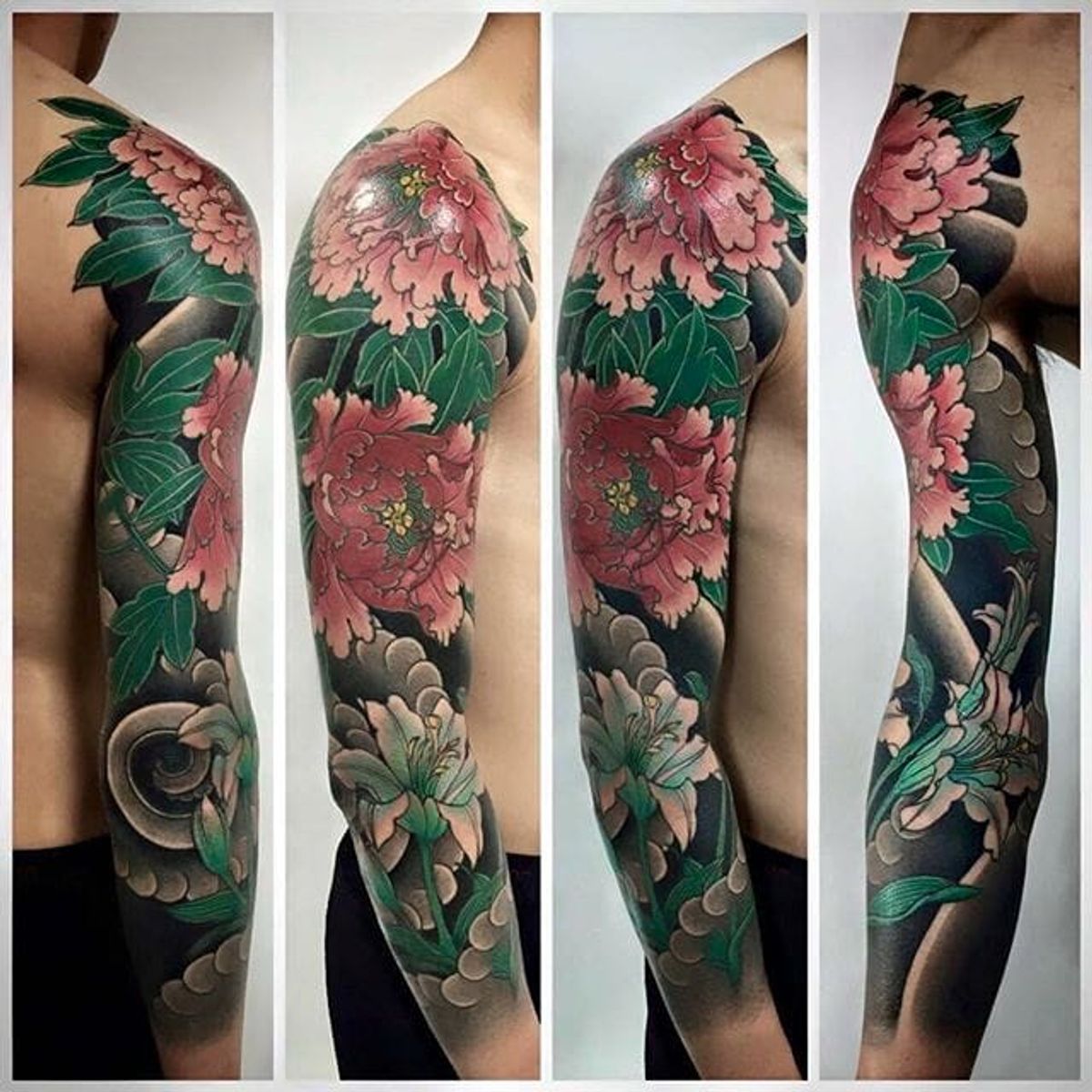 japanese flower sleeve tattoo