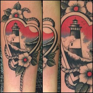 Lighthouse Tattoo by Stizzo #traditional #fineline #nautical #lighthouse #rope #heart #traditionalfineline #classictattoos #Stizzo