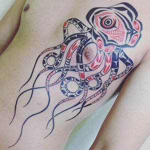 Octopus Haida tattoo by Kake #Kake #Haida #octopus #tribal #haidatattoo