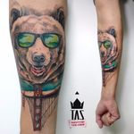 Por Rodrigo Tas! #RodrigoTas #TatuadoresBrasileiros #Aquarela #Watercolor #pontilhismo #dotwork #urso #bear #beartattoo #ursotattoo