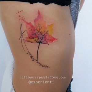 Watercolor leaf/tree tattoo by Jess Hannigan #JessHannigan #leaf #leaves #tree #watercolor
