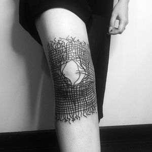 Ripped gauze tattoo by Denis Simonov. #DenisSimonov #DSMT #blackwork #aesthetic #ripped #gauze