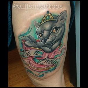 New school princess cat tattoo by Allisin. #newschool #cat #princess #cute #girly #Allisin