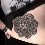 Mandala tattoo by Chris Bint #ChrisBint #Bintt #mandala #blackandgrey #mandalastyle #dotwork #patternwork