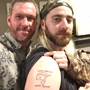 Treadstone flashing his tattoo with fellow Trump supporter Mike Cernovich #political #DonaldTrump