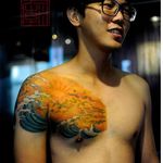 Poetic wave tattoo by Joey Pang #JoeyPang #TattooTemple #wave