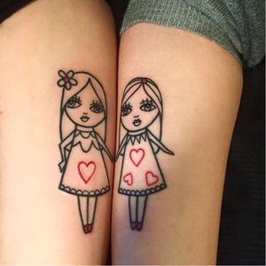Sweet Matching Pop Surrealistic Tattoos #matchingtattoos #AmandaToy